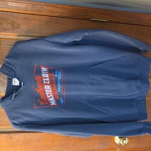 CARHARTT Navy Hoodie with Red and White Logo, Size Medium, Very Good Condition